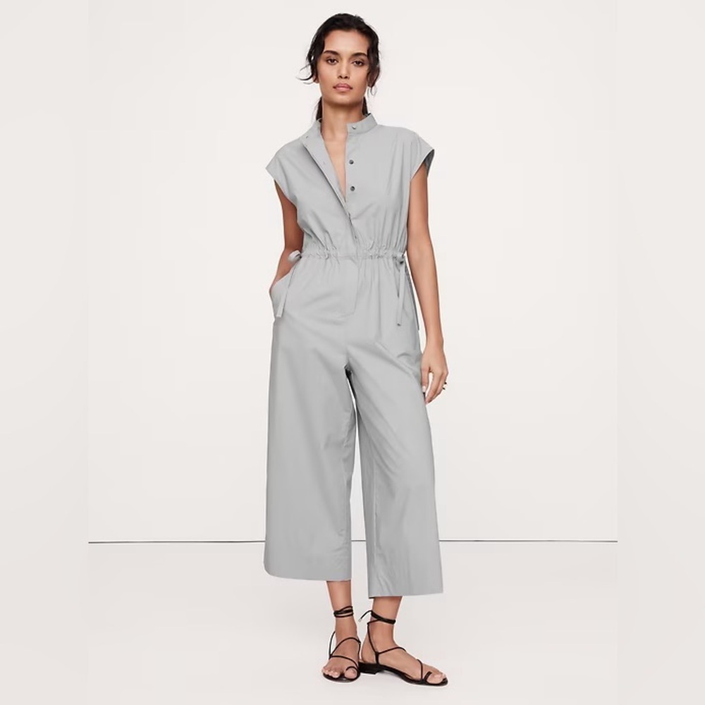 NWT! Banana Republic Cotton Poplin Wide-Leg Cropped Jumpsuit - Size XS 📎